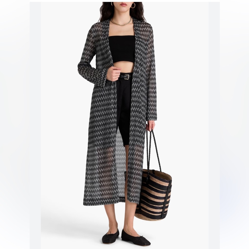 Missoni Black and Gray Zigzag Long Coat